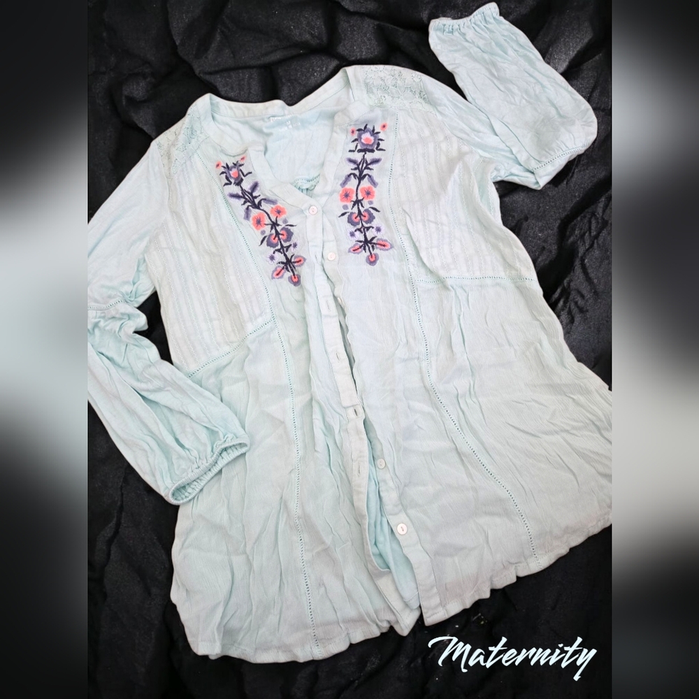 *0497 Marernity richly embroidered blouse women M